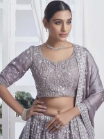 Gray Pure Chiffon Lehenga Choli